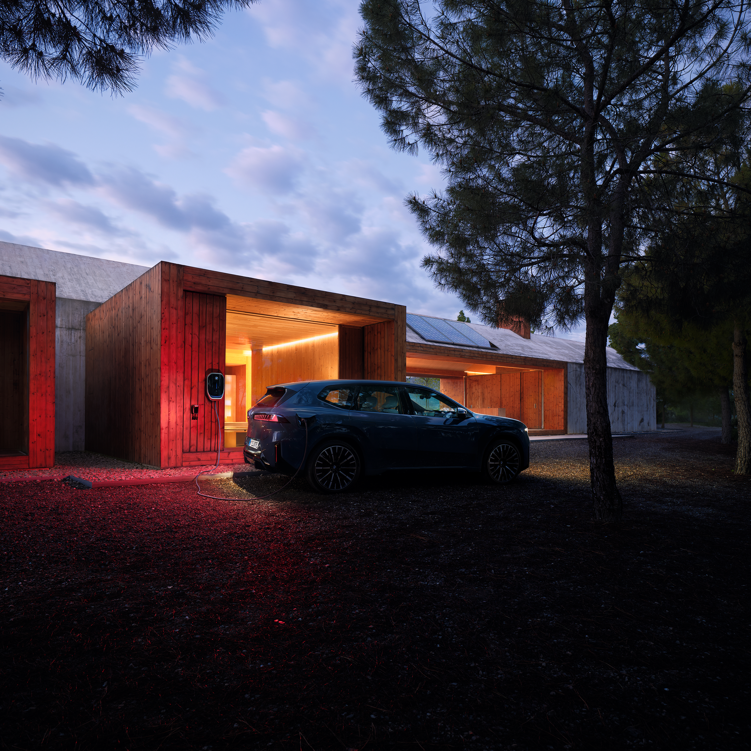 BMW iX3 е свързано към Wallbox през нощта