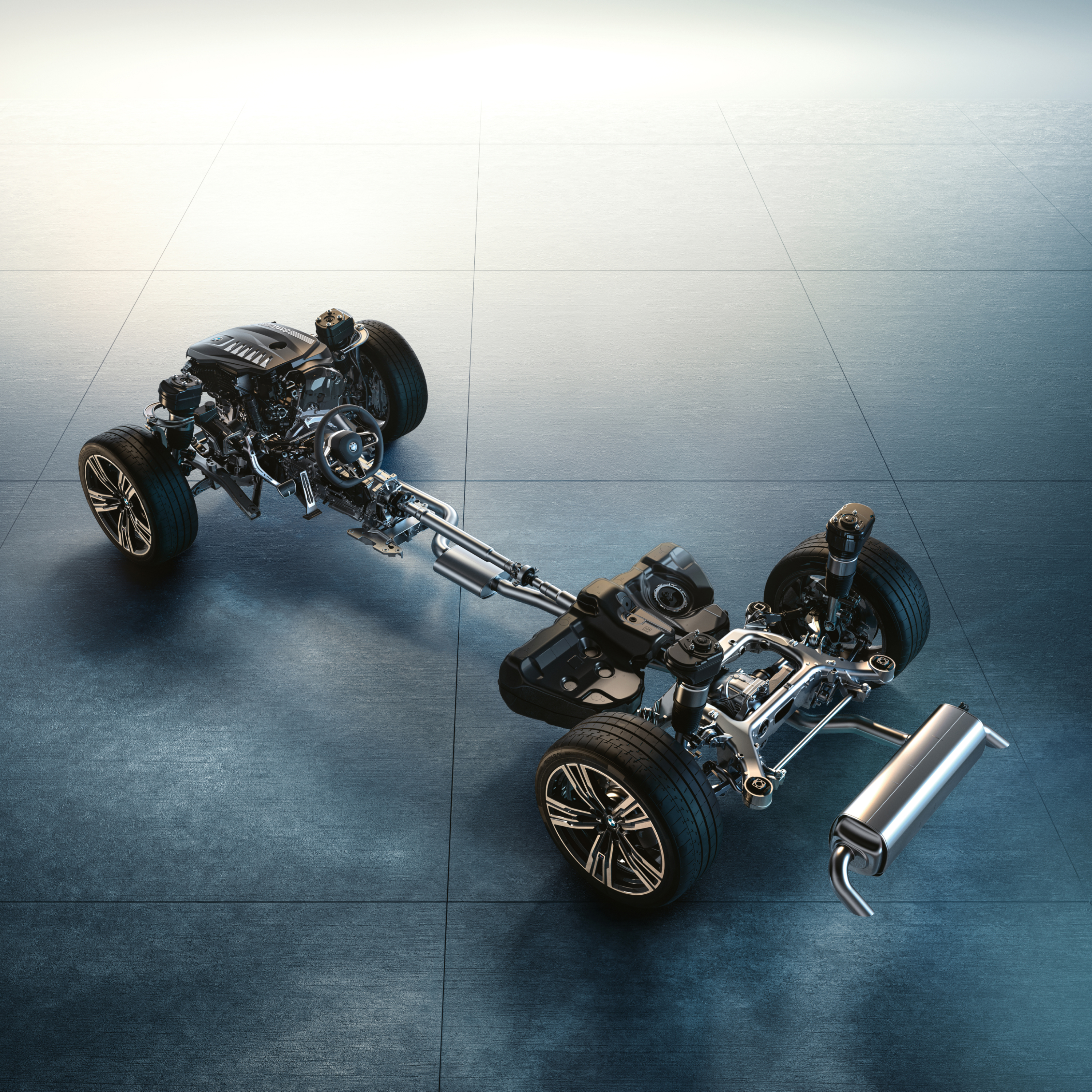 Показано е в детайли шасито на BMW 