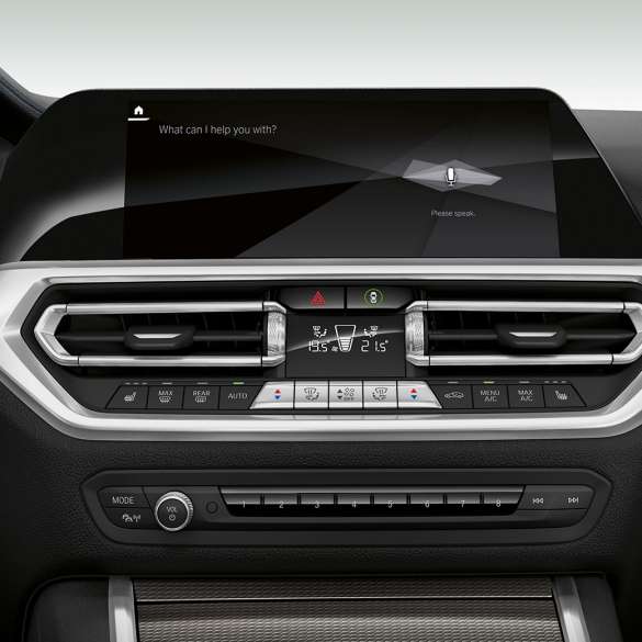 BMW Серия 3 Седан, BMW Intelligent Personal Assistant. Изглед отблизо на кокпита с BMW Intelligent Personal Assistant на BMW Серия 3 Седан.