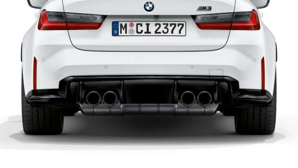 М Спортна изпускателна система BMW M3 Competition Седан G80 2020 BMW M3 Competition Седан G80 2020 М Спортна изпускателна система, изглед отзад