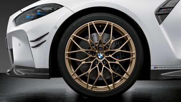 20/21-инчови М ковани джанти 1000 М Frozen Gold Bronze BMW M3 Седан G80 2020 BMW M3 Седан G80 2020 BMW М3 20/21-инчови M Performance ковани джанти 1000 M Frozen Gold Bronze, снимка отблизо
