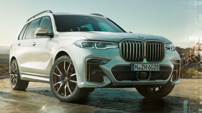 BMW X7 M Автомобил, три четвърти изглед отпред BMW X7 M Автомобил в цвят Mineral White, в покой, три четвърти изглед отпред, G07, 2019