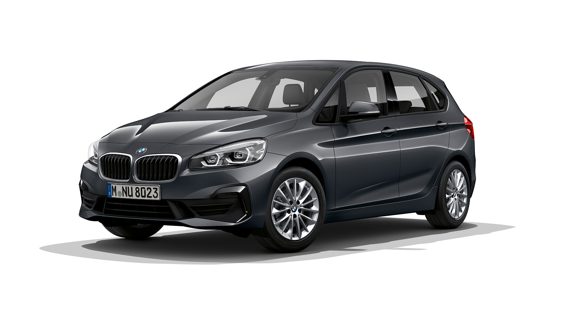 Три четвърти изглед отпред BMW Серия 2 Актив Турър Модел Advantage BMW Серия 2 Актив Турър F45 2018 218i Модел Advantage Mineral Grey metallic три четвърти изглед отпред