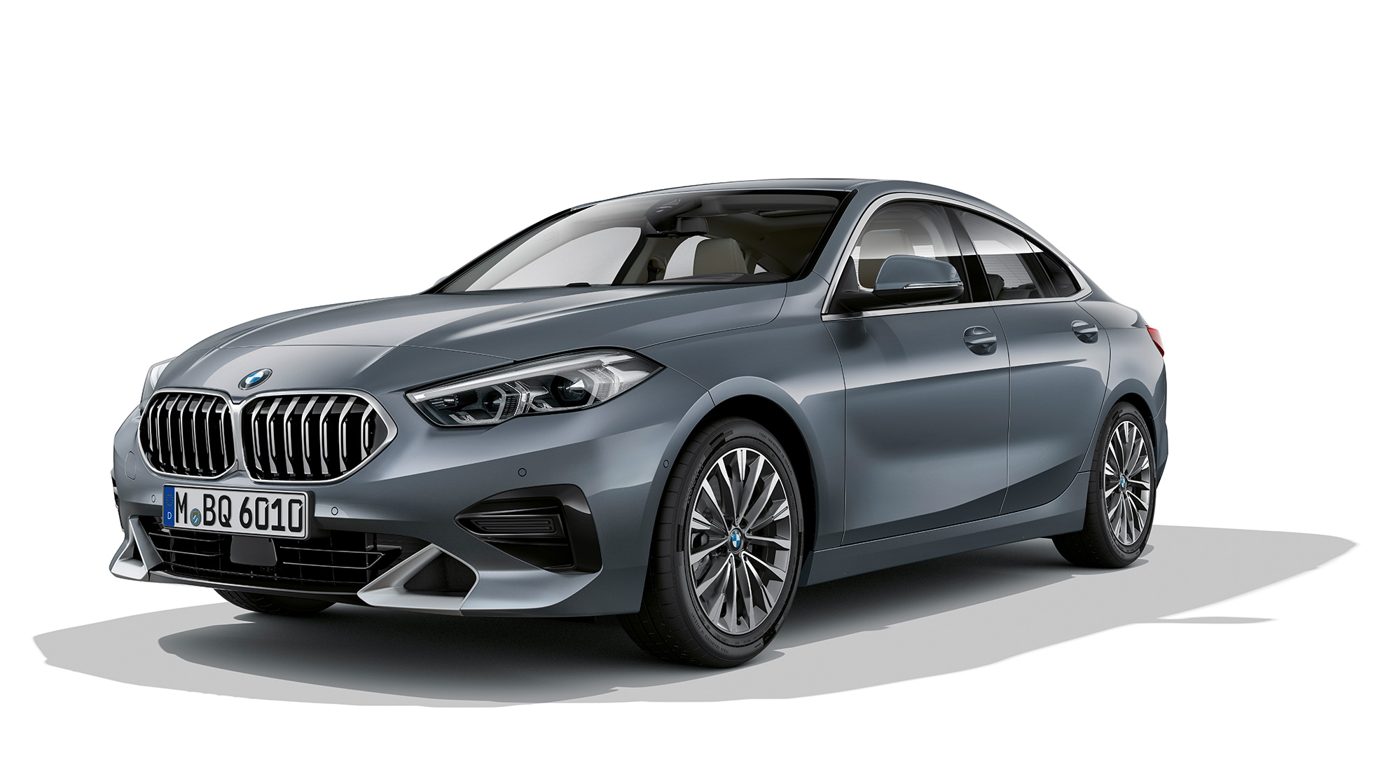 BMW Серия 2 Гран Купе Модел, три четвърти изглед отпред BMW Серия 2 Гран Купе Модел Luxury Line Storm Bay metallic F44, три четвърти изглед отпред