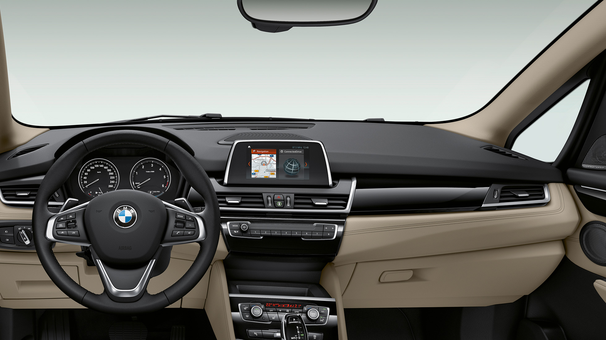 Кокпит BMW Серия 2 Гран Турър Модел Sport Line Кокпит BMW Серия 2 Гран Турър 220d Модел Sport Line F46 2018 интериор