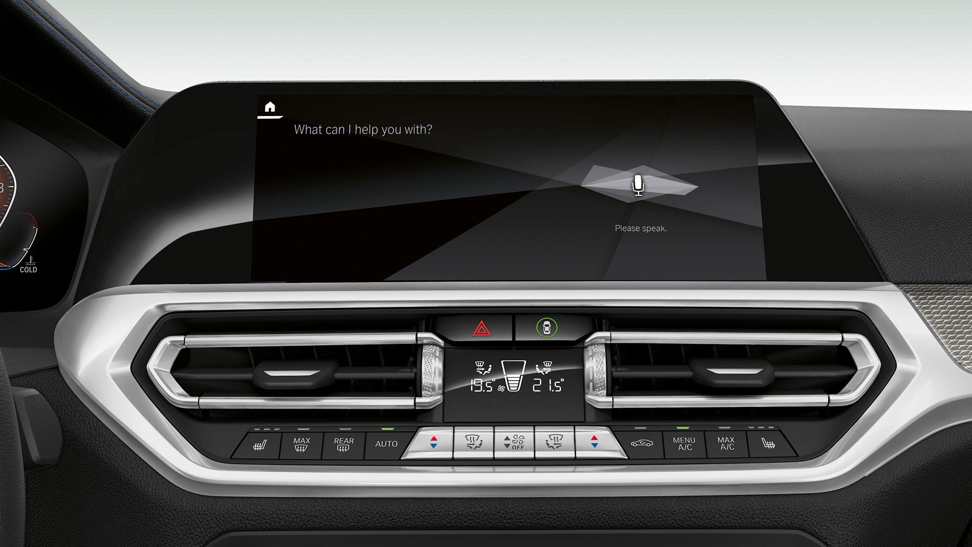 BMW Серия 3 Седан, BMW Intelligent Personal Assistant. Изглед отблизо на кокпита с BMW Intelligent Personal Assistant на BMW Серия 3 Седан.