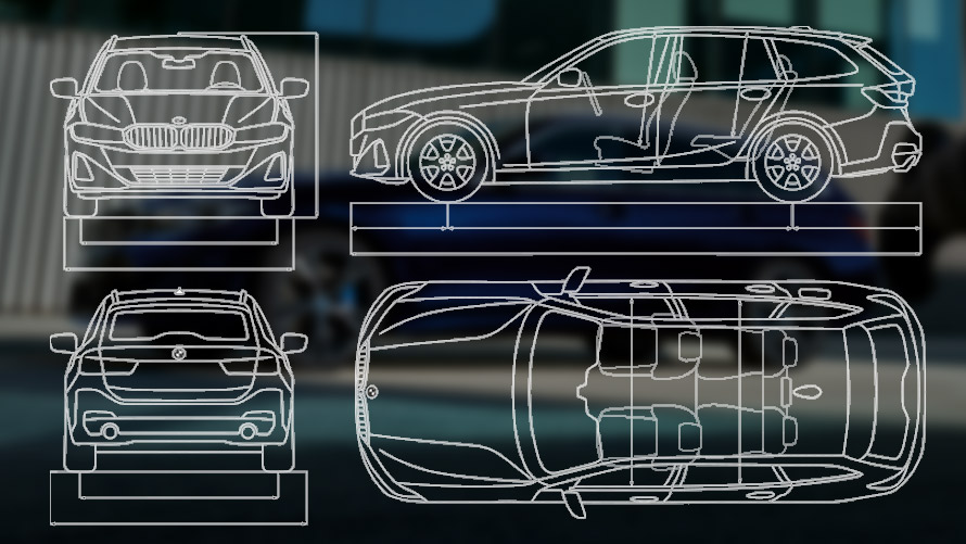 BMW Серия 3 Туринг LCI G21 техническа скица BMW Серия 3 Туринг LCI G21 техническа скица