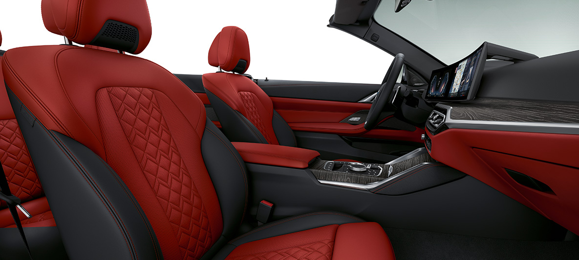 Пълно кожено оборудване BMW Individual 'Merino’ Fiona Red/Black BMW М4 Кабриолет Individual 2020 G82 интериор Пълно кожено оборудване BMW Individual 'Merino’ Fiona Red/Black BMW Серия 4 Кабриолет Individual G23 2020 интериор кокпит
