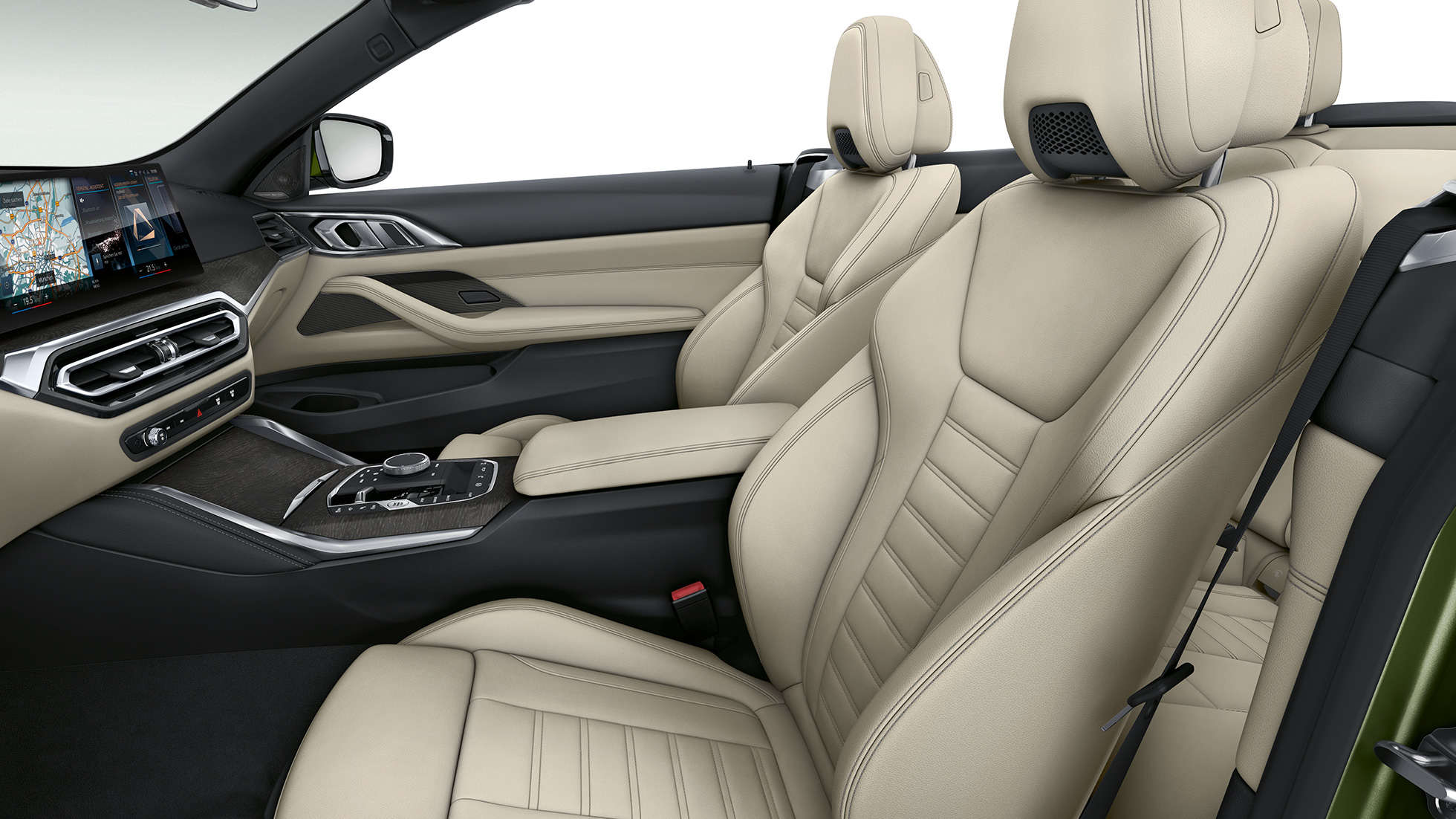 Спортни седалки BMW Серия 4 Кабриолет Модел М Спорт G23 2020 Спортни седалки с ексклузивна кожена тапицерия BMW Серия 4 Кабриолет G23 2020 Модел М Спорт интериор