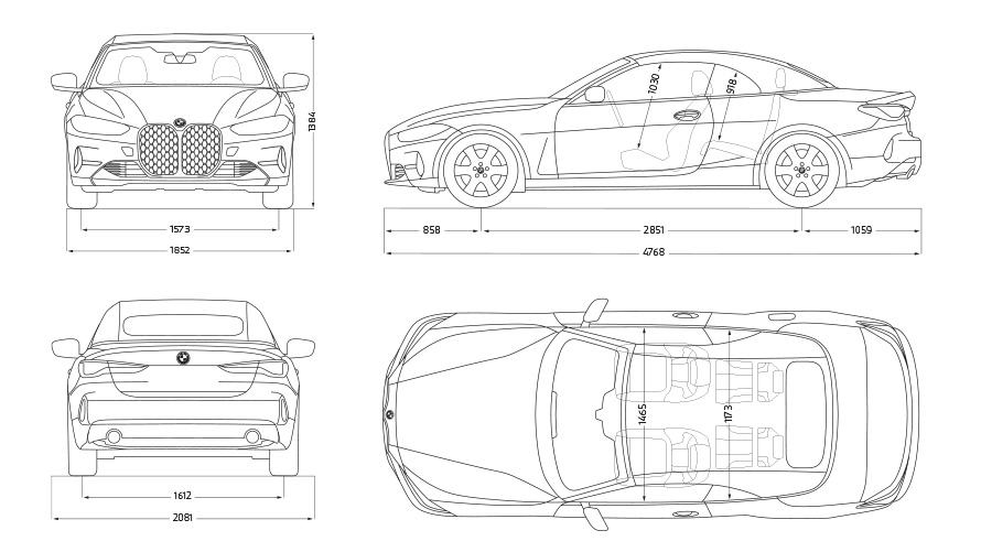 BMW Серия 4 Кабриолет G23 технически данни скица BMW Серия 4 Кабриолет G23 технически данни скица