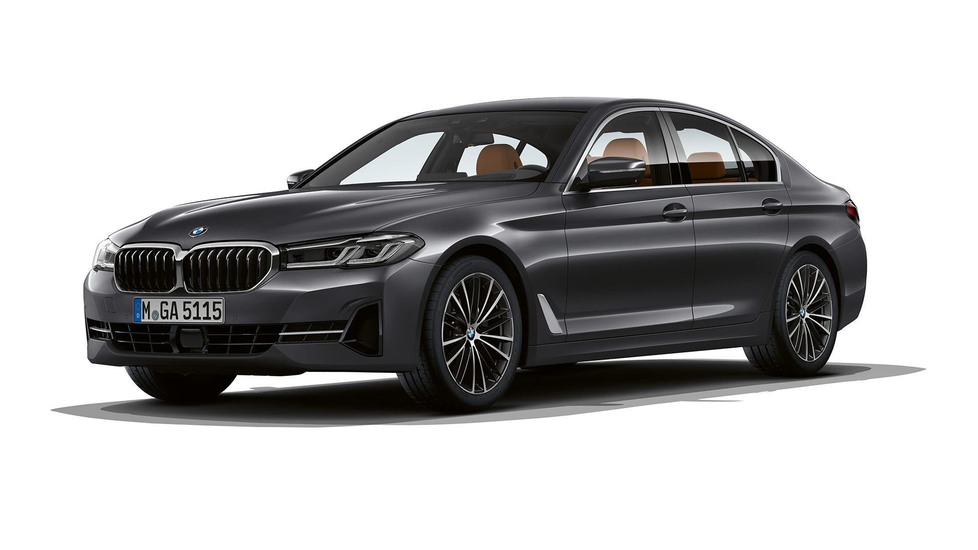 BMW Серия 5 Седан G30 в базов модел BMW Серия 5 Седан 540i G30 2020 базово оборудване в цвят Sophisto Grey три четвърти изглед отпред