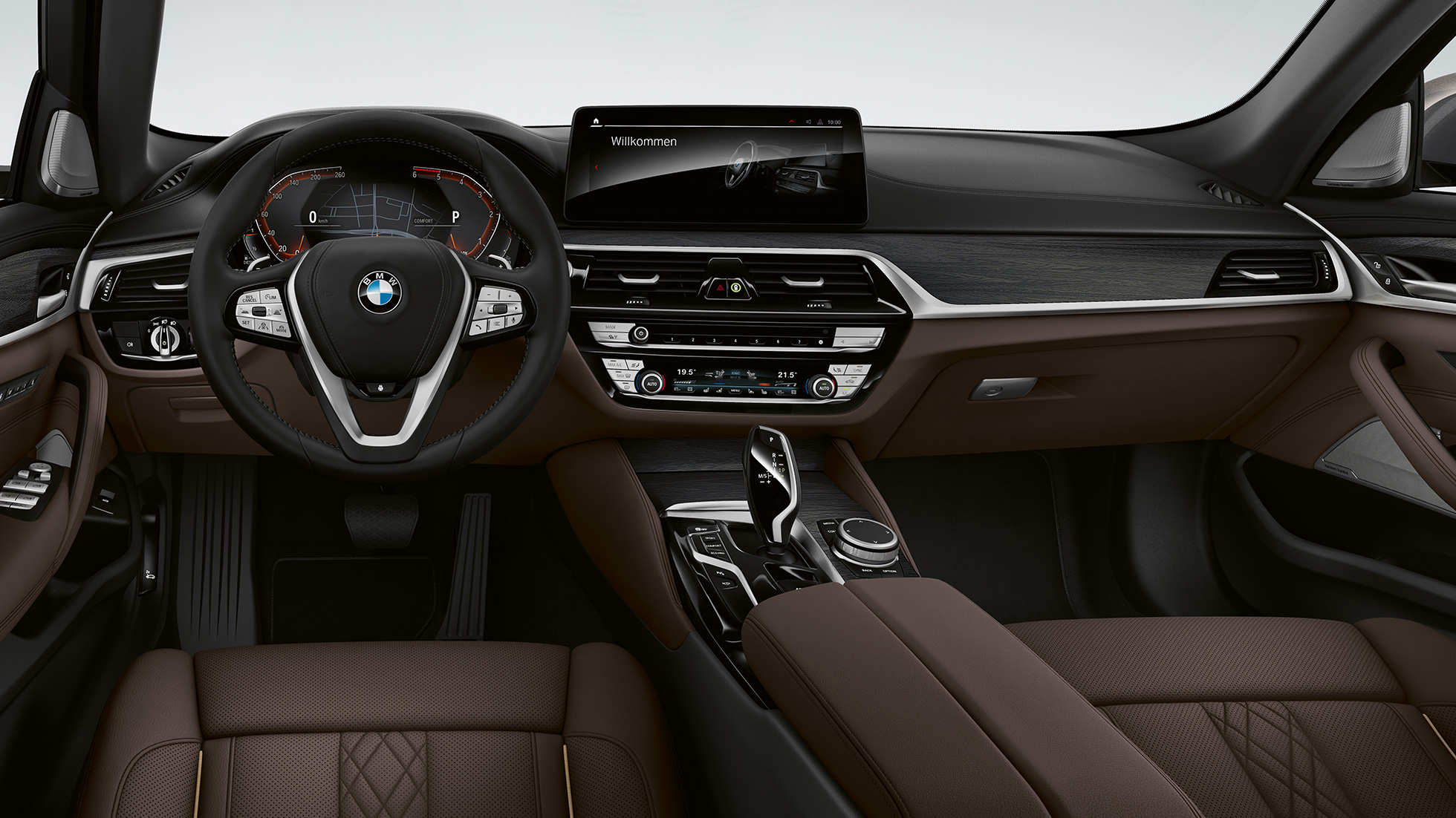 BMW Серия 5 Седан G30 Luxury Line BMW Серия 5 Седан 520d xDrive G30 2020 Luxury Line ексклузивна кожа 'Nappa' Mocha ексклузивни шевове с кант в контрастен цвят интериор