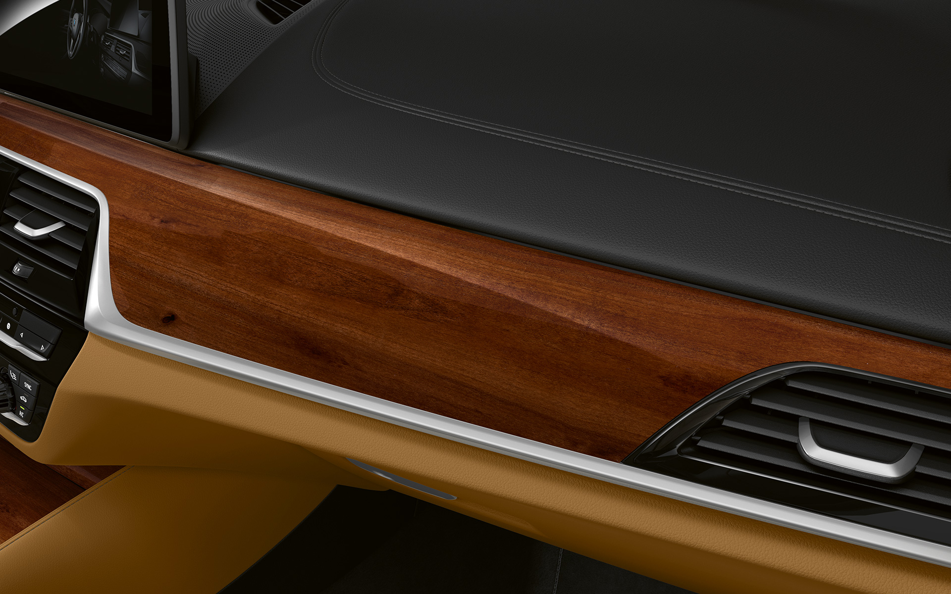 BMW Серия 5 Туринг G31 LCI интериорни лайстни от фино дърво BMW Individual plum brown high-gloss с акцентиращи лайстни Pearl Chrome BMW Серия 5 Туринг G31 фейслифт 2020 кокпит детайли интериорни лайстни от фино дърво BMW Individual plum brown high-gloss с акцентиращи лайстни Pearl Chrome