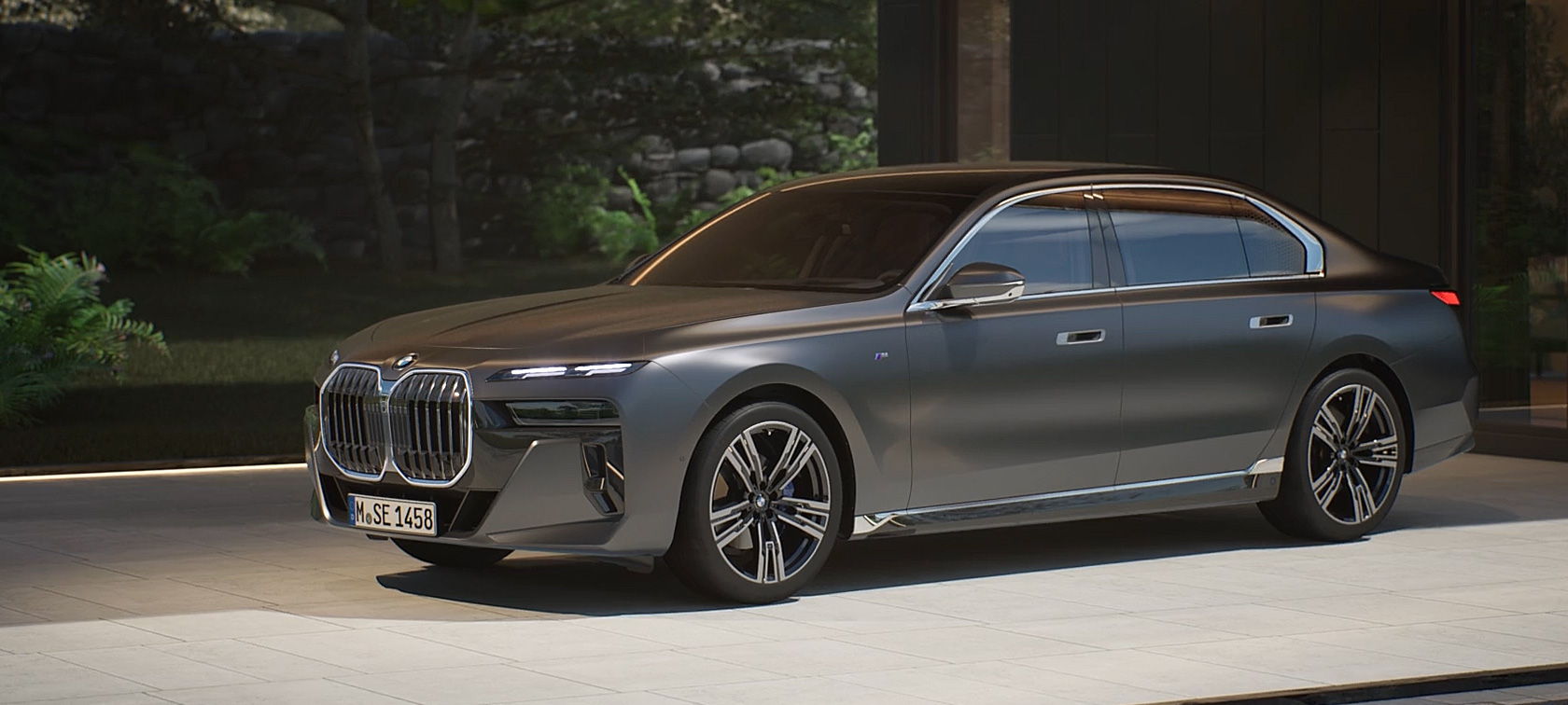 BMW Серия 7 G70 ICE 740i M спортен пакет екстериорни акценти BMW Серия 7 G70 ICE 740i M спортен пакет, Frozen Deep grey metallic, 21-инчови алуминиеви джанти със звездовидни спици 908 екстериорни акценти