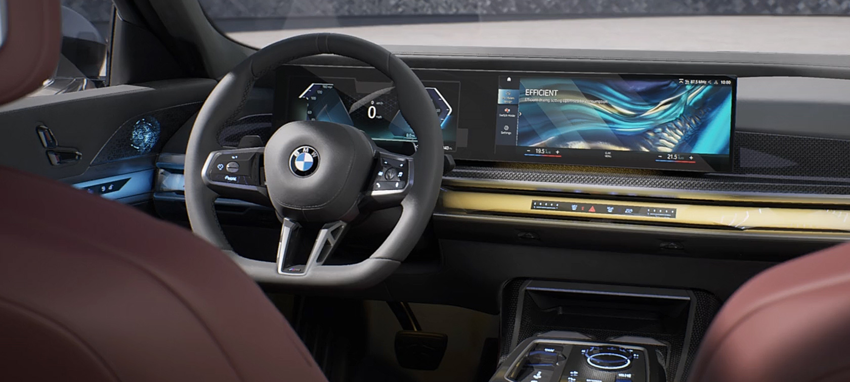 Вътрешен дизайн BMW Серия 7 G70 ICE 740i М Спортен пакет BMW Серия 7 G70 ICE 740i M спортен пакет вътрешен дизайн