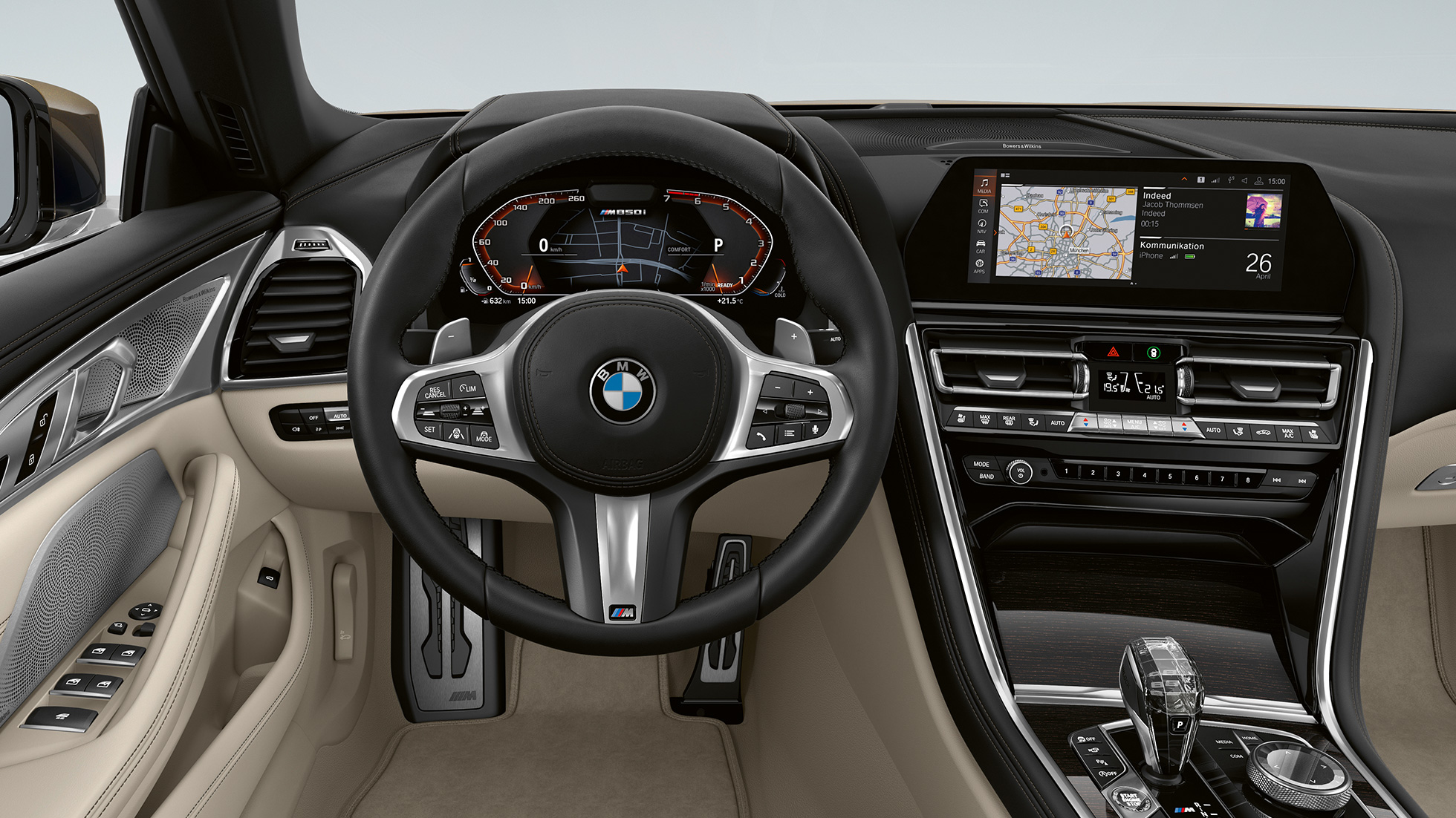 BMW M850i xDrive, Dravit Grey metallic, кокпит с М кожен волан BMW M850i xDrive, Dravit Grey metallic, кокпит с М кожен волан