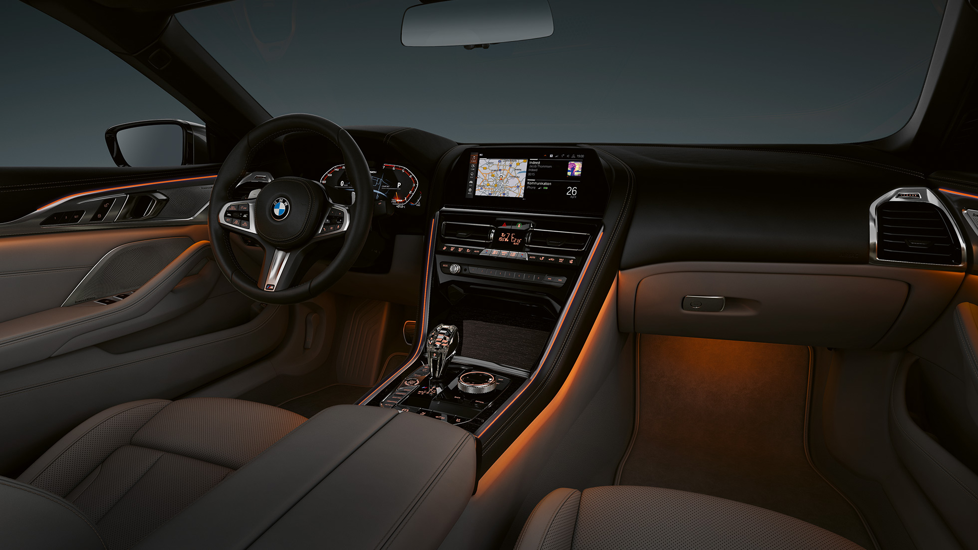BMW M850i xDrive, интериор, вътрешно осветление BMW M850i xDrive, интериор, вътрешно осветление