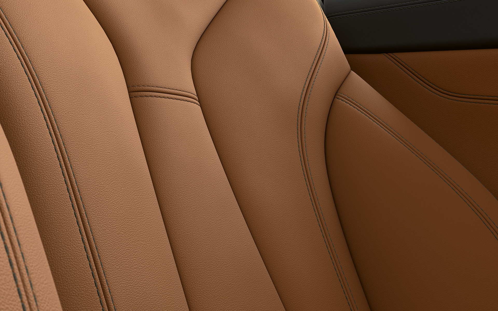 BMW Серия 8 Купе, тапицерия Снимка отблизо на тапицерията и декоративните шевове на BMW Серия 8 Купе.