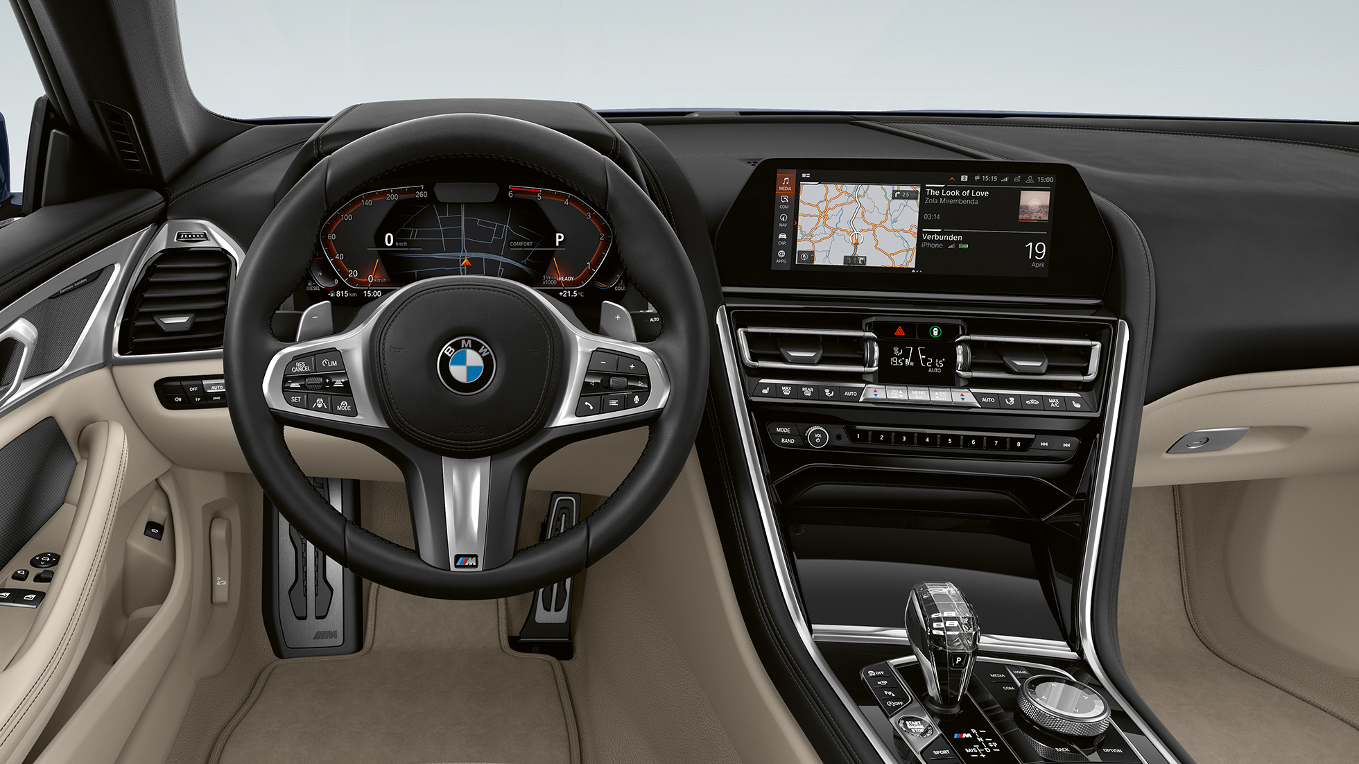 М кожен мултифункционален волан. BMW Серия 8 Купе, кокпит, М кожен мултифункционален волан.