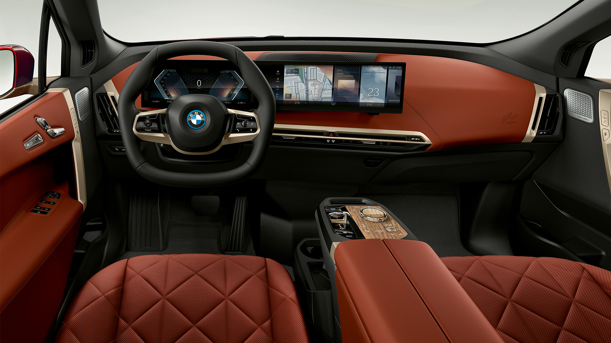 BMW iX кокпит BMW iX i20 кокпит интериорен дизайн Suite Castanea