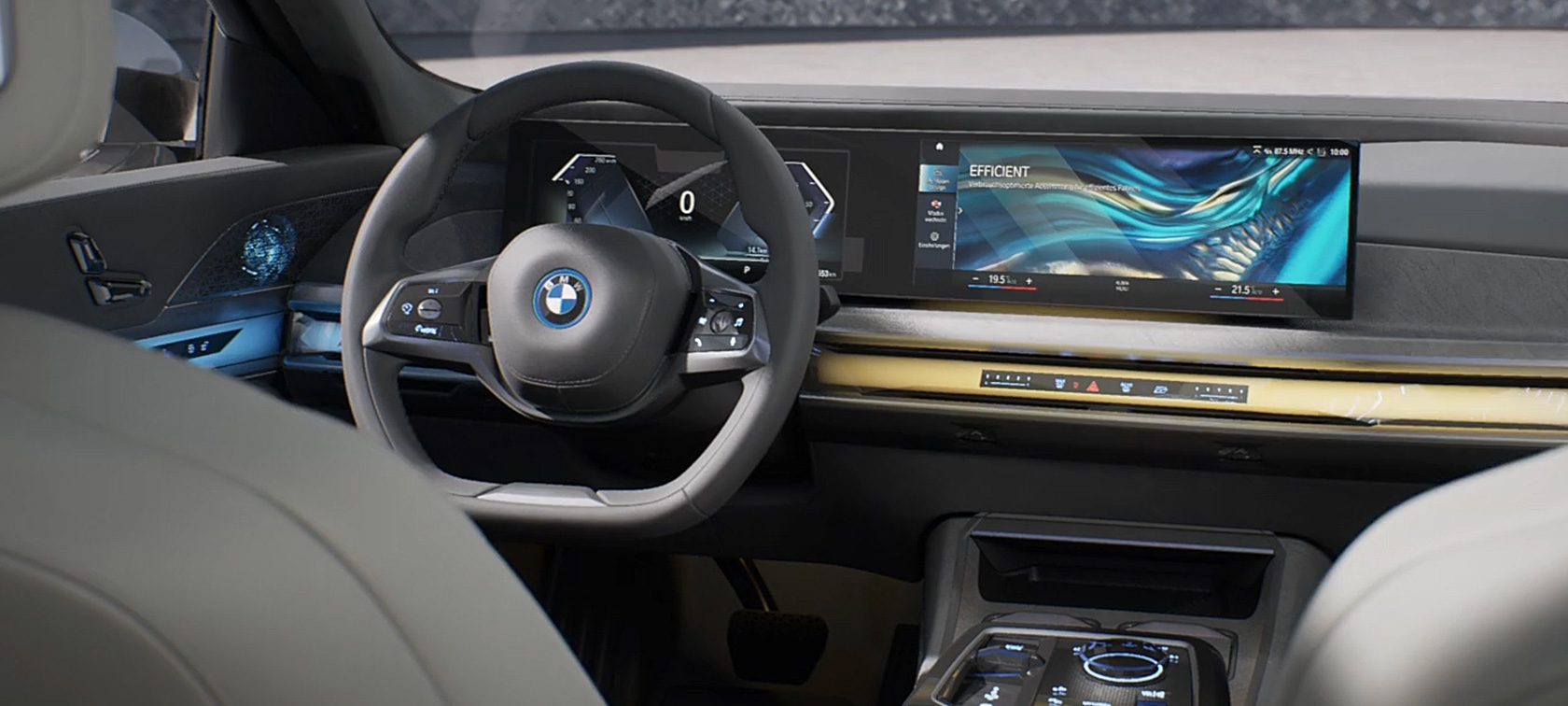 BMW i7 G70 Интериор видео BMW i7 G70 Интериор дизайн акценти във видео