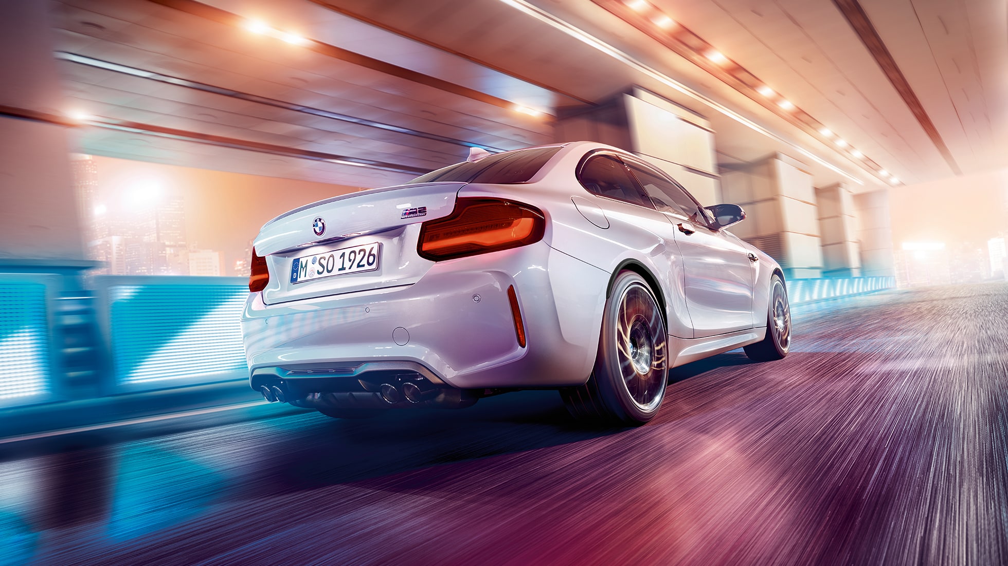 Дизайн отзад, BMW M2 Competition F87 Дизайн отзад, BMW M2 Competition F87 2018 Hockenheim Silver metallic, три четвърти изглед отзад