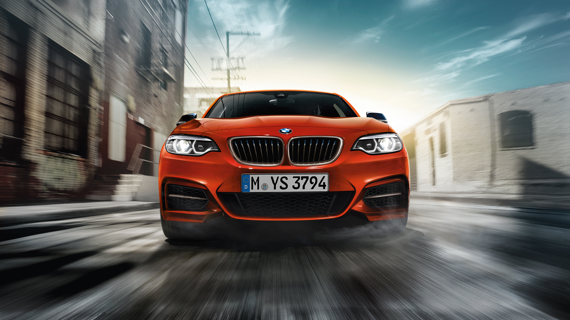 Преден дизайн BMW M240i Купе Преден дизайн BMW M240i Купе F22 2017 Sunset Orange metallic изглед отпред