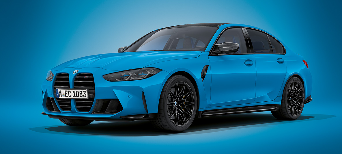 BMW Individual Oxide Grey metallic BMW M3 Седан G80 2020 BMW M3 Седан BMW Individual Oxide Grey metallic G80 2020 три четвърти изглед отпред в покой