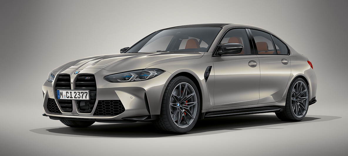BMW Individual Tansanite Blue metallic BMW M3 Седан G80 2020 BMW M3 Седан BMW Individual Tansanite Blue metallic G80 2020 три четвърти изглед отпред в покой