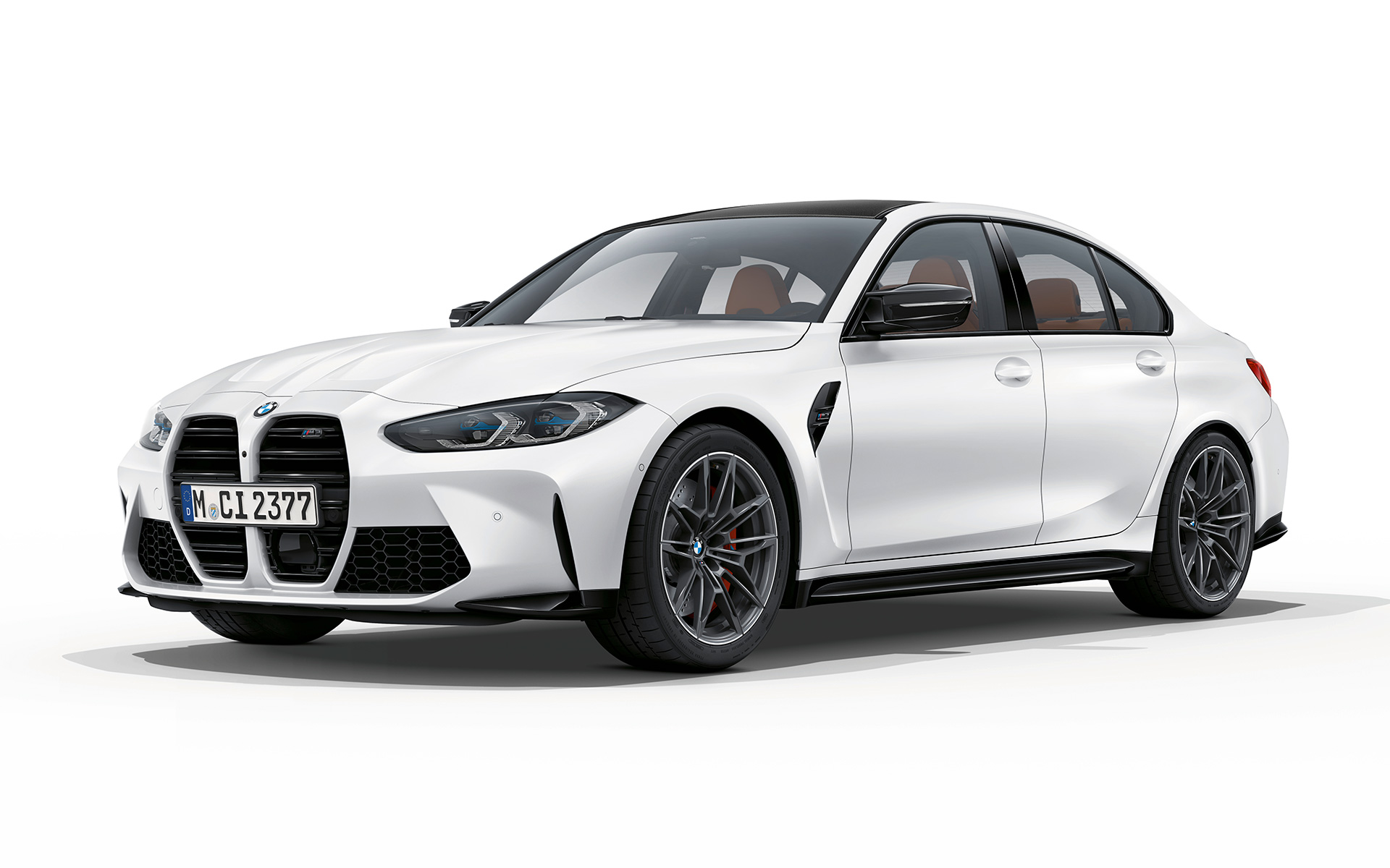 BMW M3 Competition G80 2020 Frozen Brilliant White metallic три четвърти изглед отпред