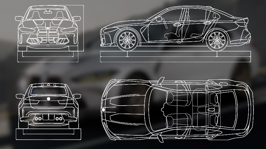 Техническа скица BMW M3 CS G80 Техническа скица BMW M3 CS G80