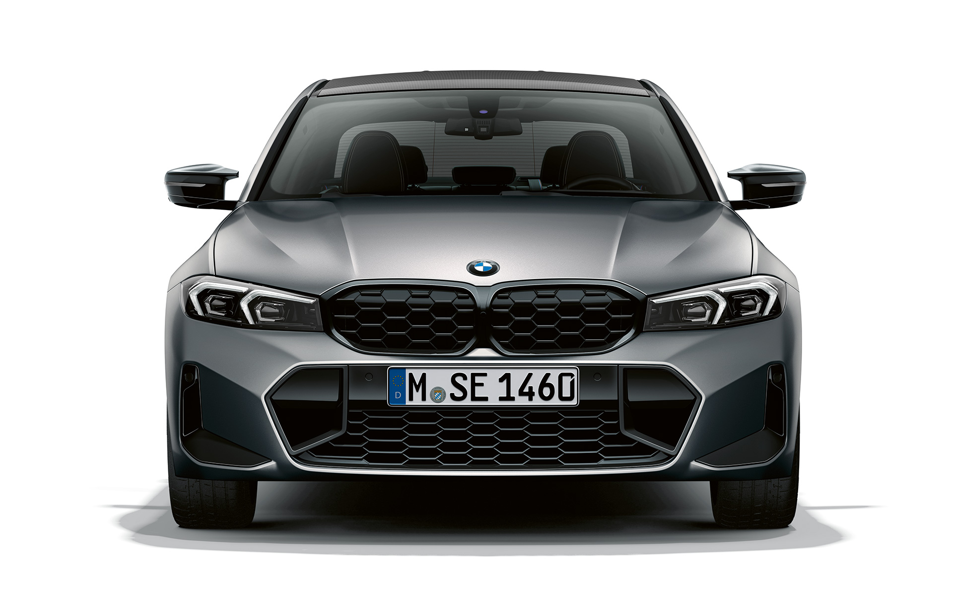 Изглед отпред BMW бъбрековидна решетка M340i xDrive Седан G20 BMW M340i xDrive Седан G20 BMW Frozen Pure Grey metallic изглед отпред с BMW бъбрековидна решетка