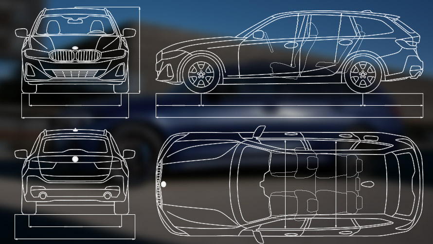 BMW M340i xDrive и M340d xDrive Туринг G21 техническа скица BMW M340i xDrive и M340d xDrive Туринг G21 техническа скица