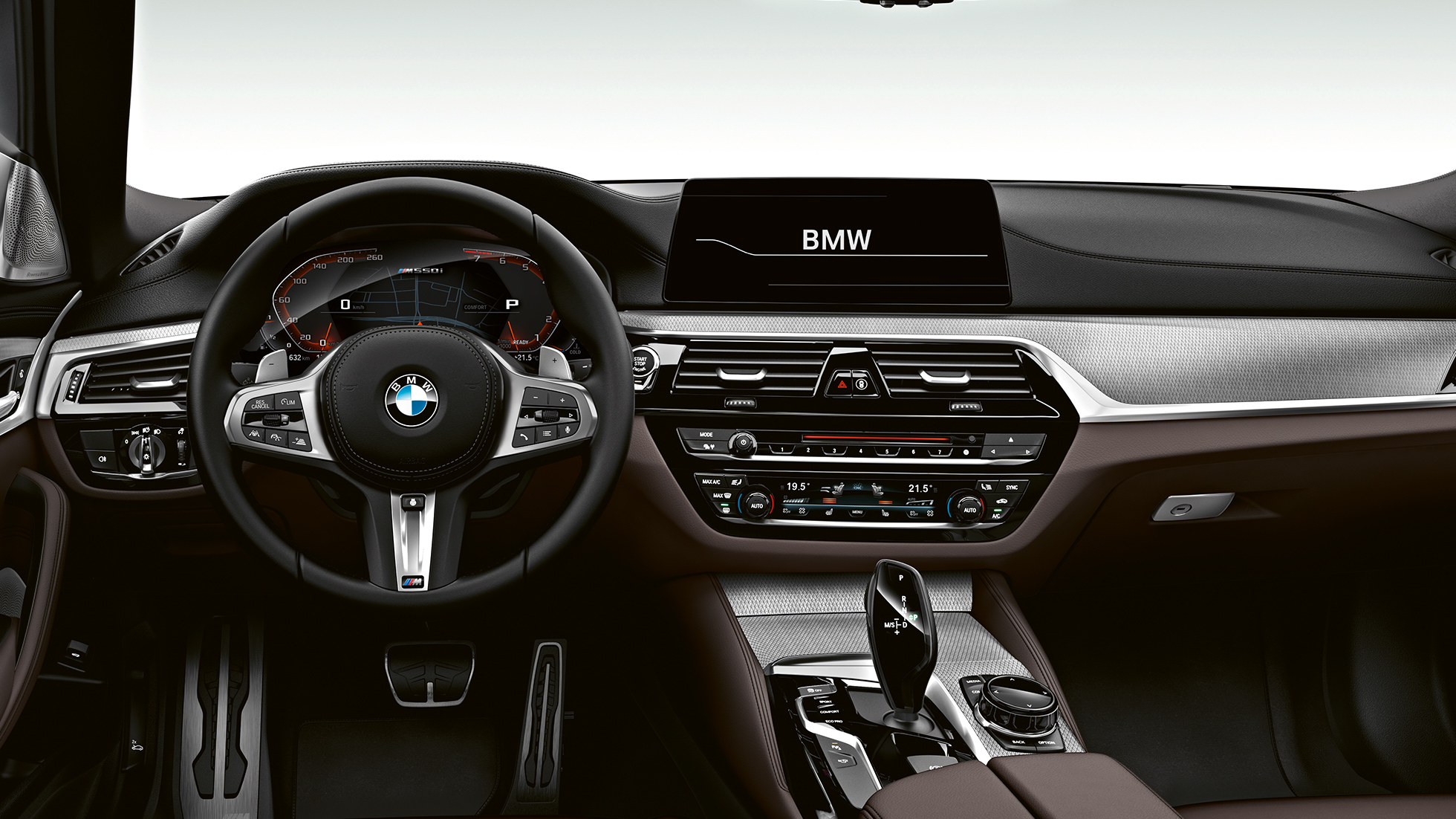 Кокпит. BMW M550i и BMW M550d, дизайн на кокпита.