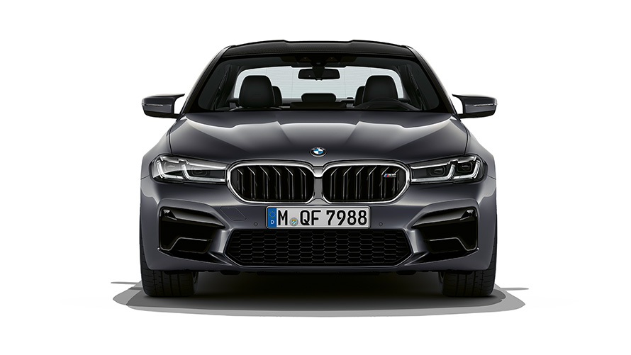 BMW M5 F90 LCI фейслифт 2020 Brands Hatch Grey metallic изглед отпред