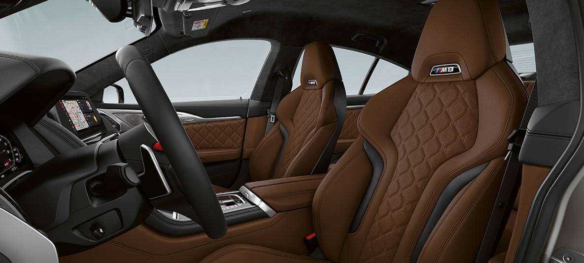 М Спортни седалки с кожена тапицерия 'Merino' BMW M8 Гран Купе М Спортни седалки с кожена тапицерия 'Merino' BMW M8 Гран Купе F93 2020 интериор