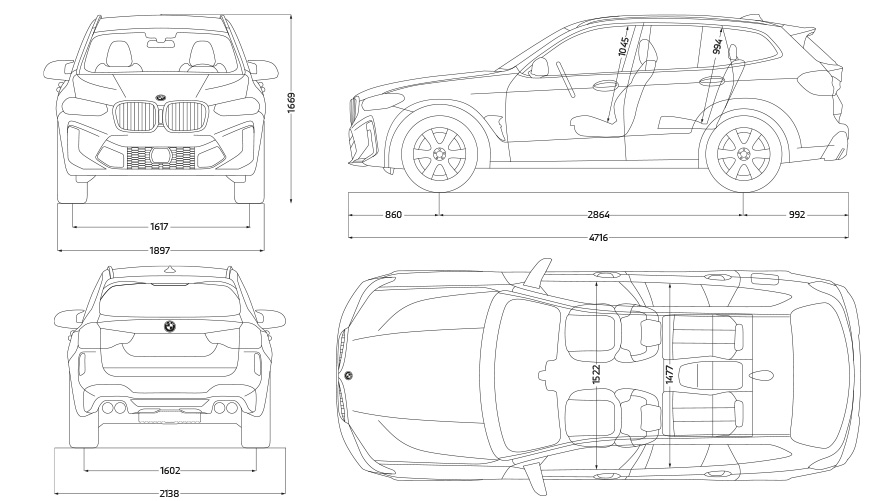 BMW X3 M F97 технически данни скица BMW X3 M F97 технически данни скица