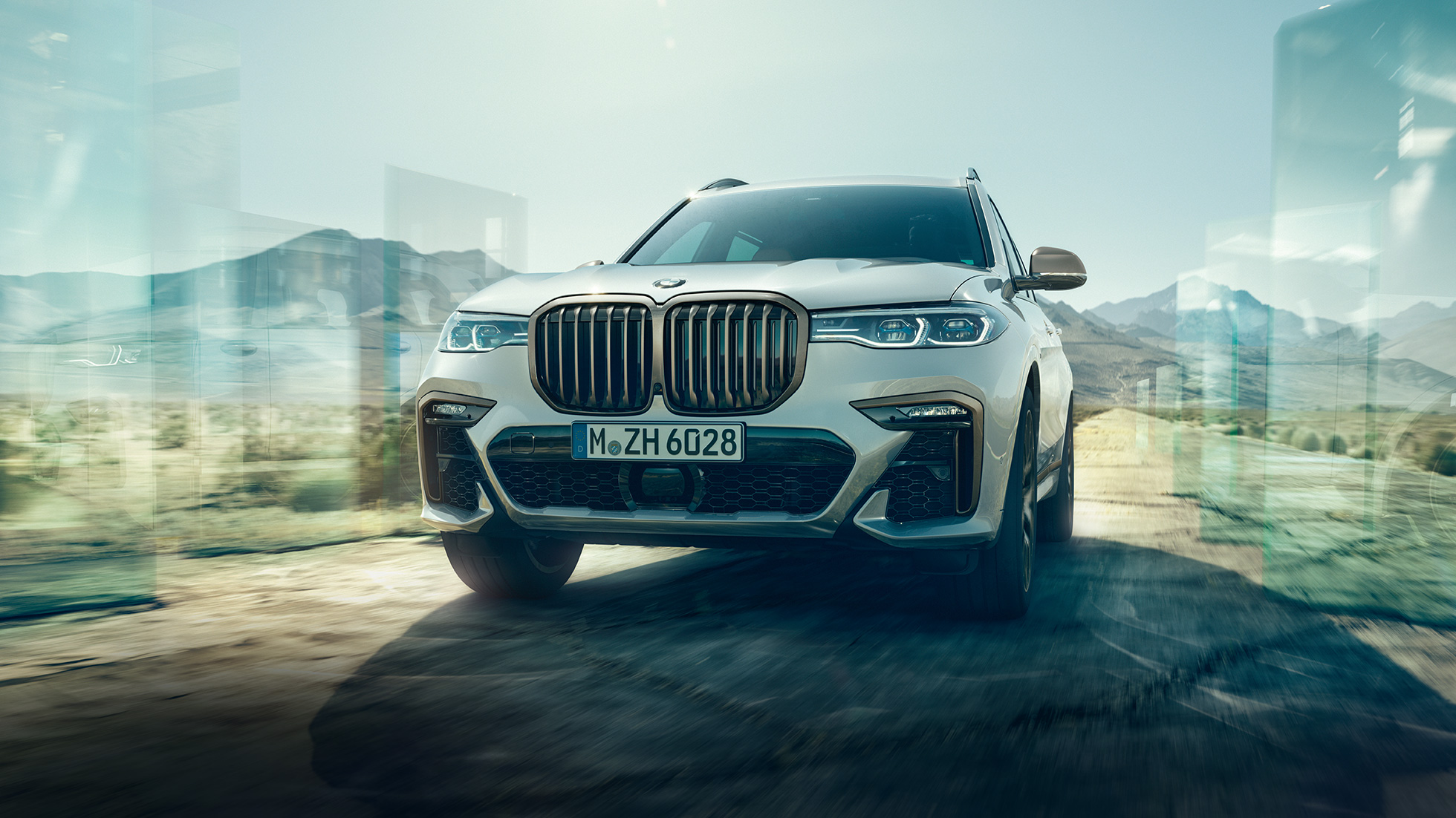 BMW X7 M50d, изглед отпред BMW X7 M50d в цвят Mineral White, изглед отпред, G07, 2019