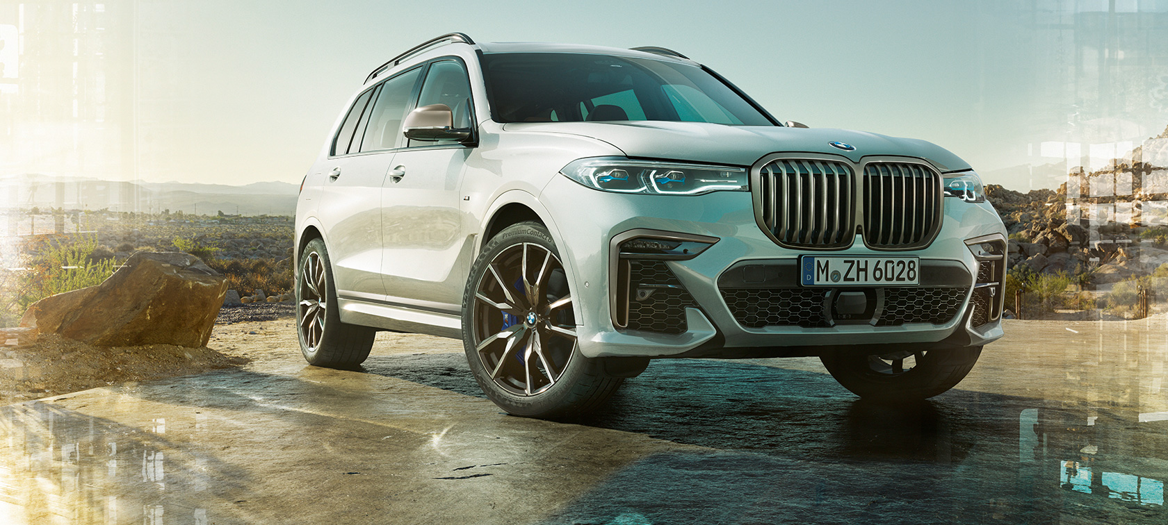 BMW X7 M Автомобили G07 2019 три четвърти изглед отпред BMW X7 M Автомобили G07 2019 Mineral White три четвърти изглед отпред в покой