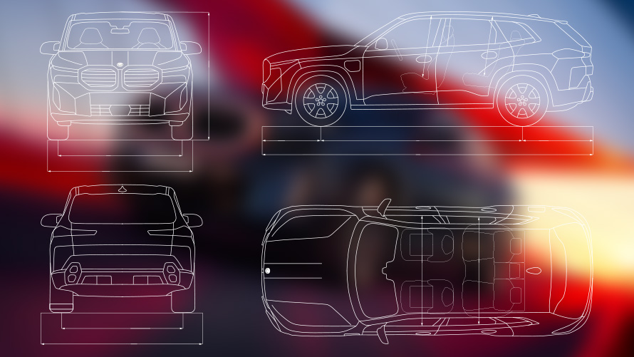 BMW XM G09 Label Red три четвърти изглед отстрани BMW XM G09 Label Red три четвърти изглед отстрани, в покой