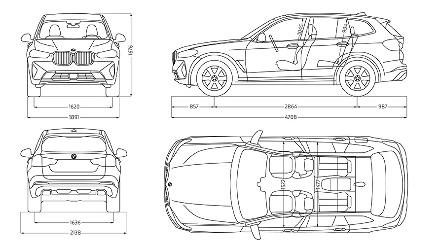 BMW X3 G01 технически данни скица BMW X3 G01 технически данни скица