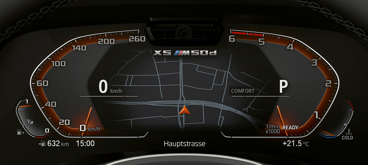 Арматурното табло на BMW X5 M50d Детайлна снимка на арматурното табло на BMW X5 M50d