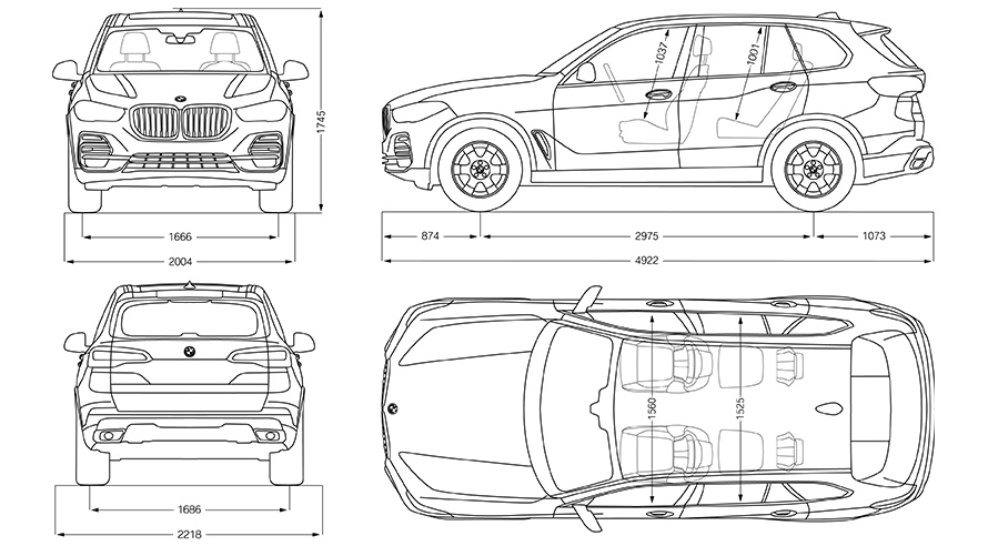 Скица размери на BMW X5 Скица размери на BMW X5