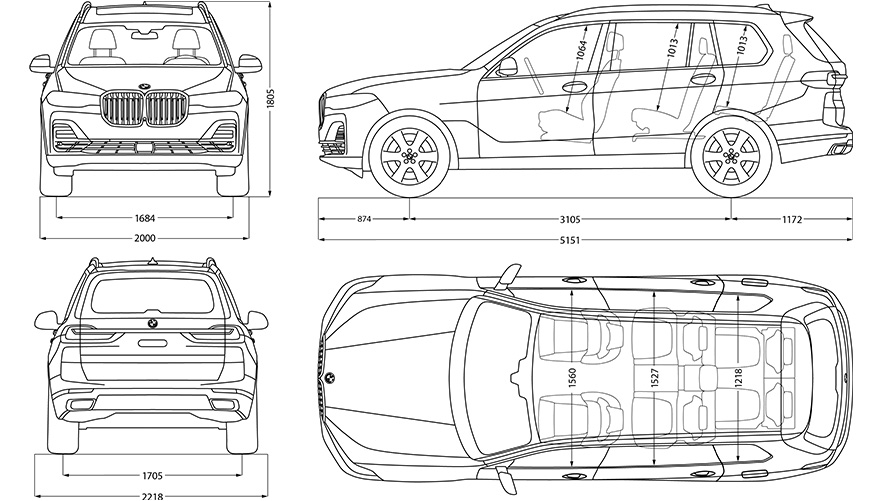 Скица размери BMW X7 Скица размери BMW X7