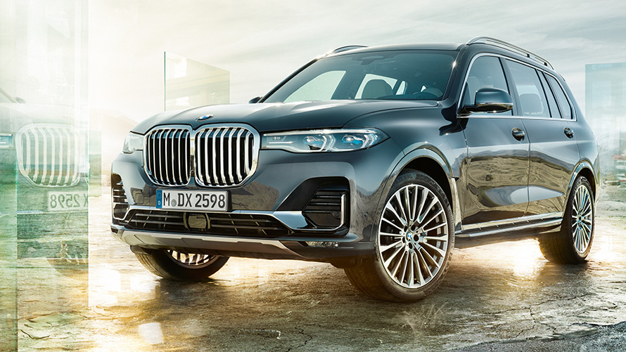 BMW X7 2019 G07 Arctic Grey три четвърти изглед отпред в покой BMW X7 2019 G07 Arctic Grey три четвърти изглед отпред в покой