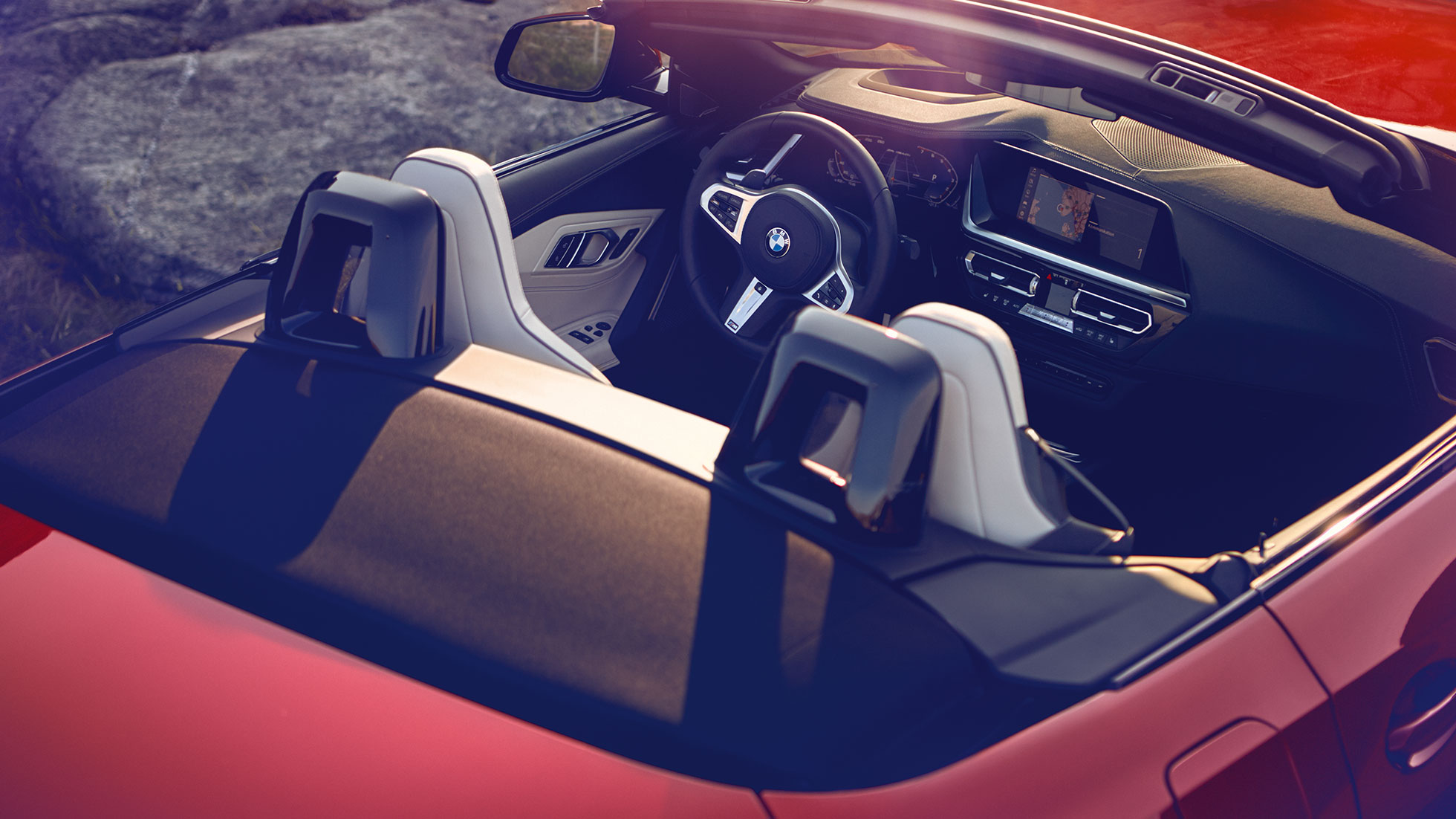 BMW Z4 Роудстър предни седалки Поглед към предните седалки на BMW Z4 Роудстър