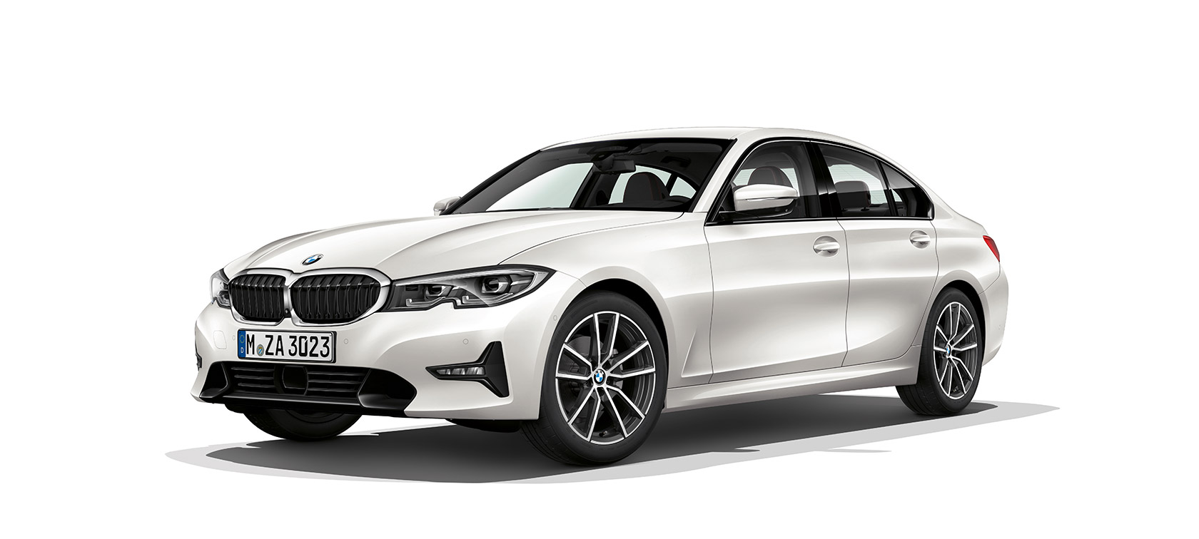 BMW 5 Серия 5 Седан Три четвърти преден изглед на BMW Серия 5 Седан в бяло.