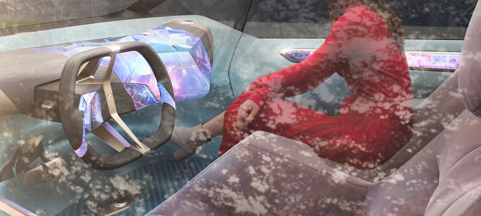 BMW i Vision Circular 2021 Вътрешен дизайн BMW i Vision Circular 2021 визионерски автомобил Вътрешен дизайн