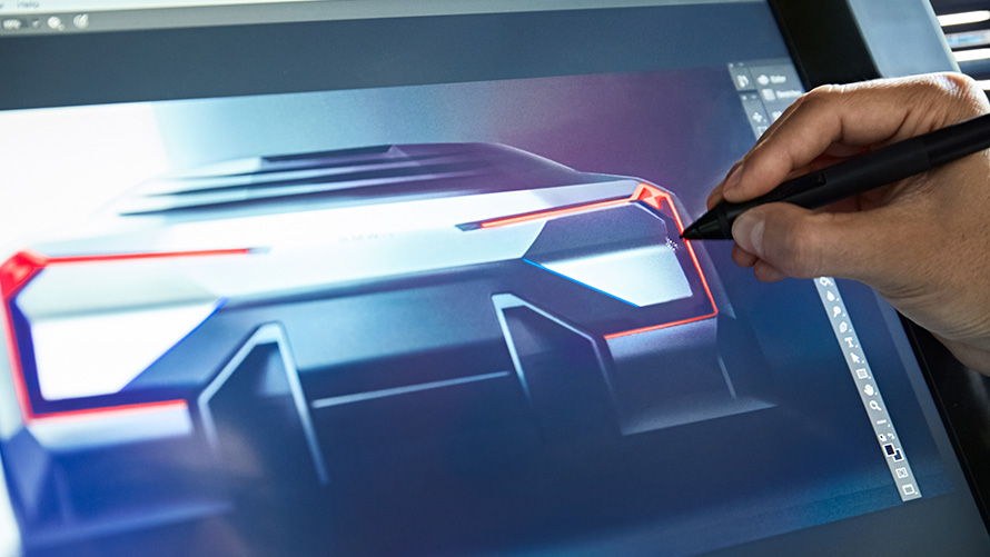 BMW Vision M NEXT, екстериор BMW Vision M NEXT, развоен процес, екстериор, дизайн, изглед отзад, скица