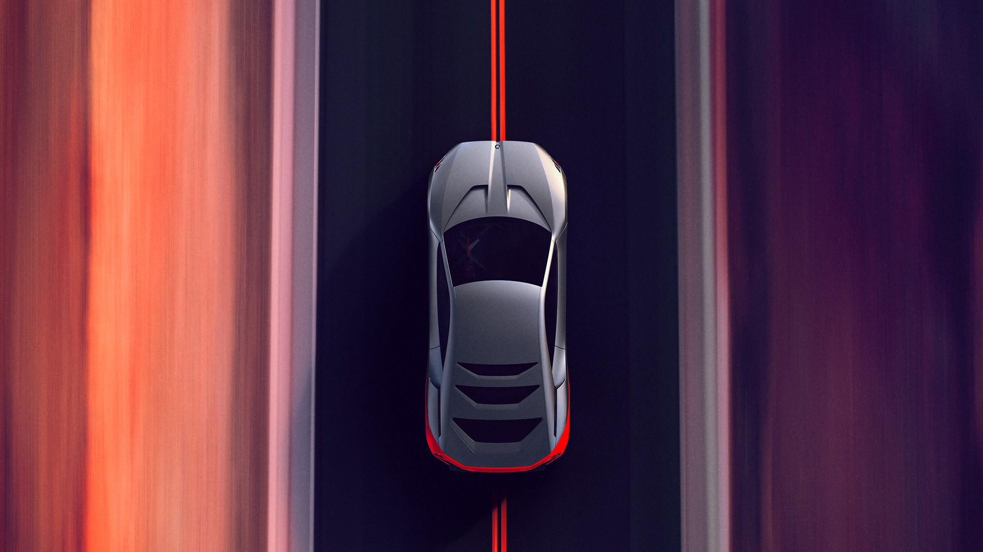 BMW Vision M NEXT, изглед отгоре, в движение BMW Vision M NEXT, изглед отгоре, в движение